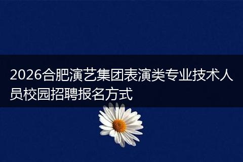 2026合肥演艺集团表演类专业技术人员校园招聘报名方式