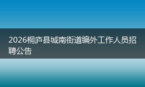 2026桐庐县城南街道编外工作人员招聘公告