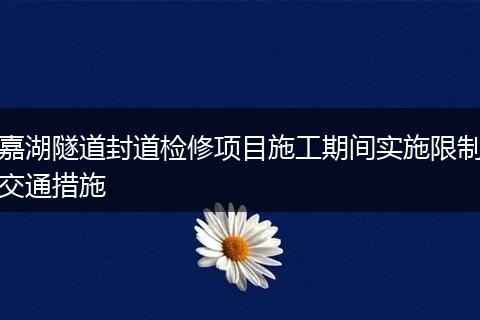 嘉湖隧道封道检修项目施工期间实施限制交通措施