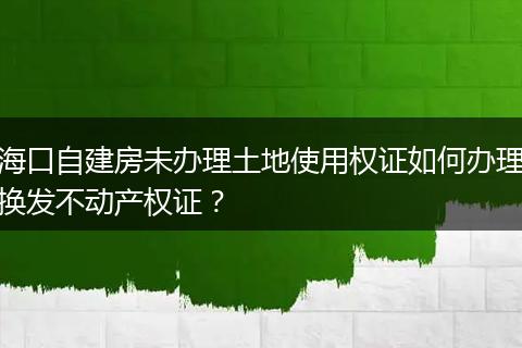 海口自建房未办理土地使用权证如何办理换发不动产权证？
