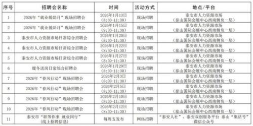 2026泰安市春节前招聘会计划