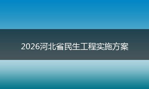 2026河北省民生工程实施方案