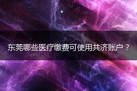 东莞哪些医疗缴费可使用共济账户?