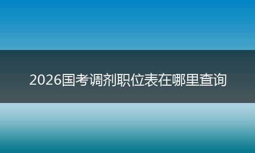 2026国考调剂职位表在哪里查询