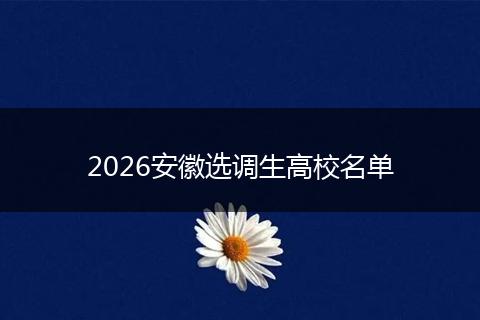 2026安徽选调生高校名单