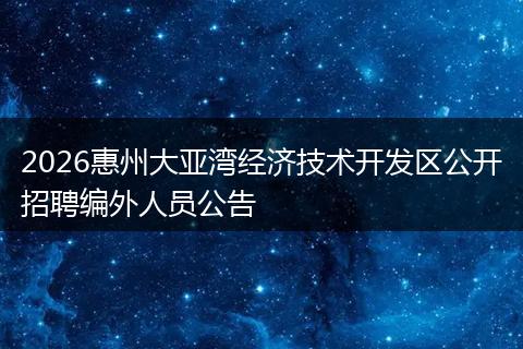 2026惠州大亚湾经济技术开发区公开招聘编外人员公告
