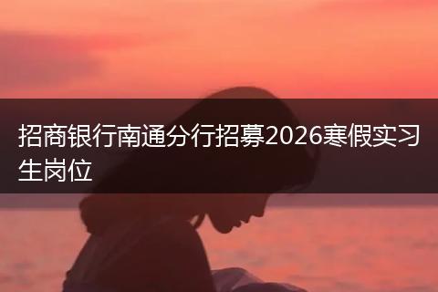 招商银行南通分行招募2026寒假实习生岗位