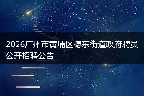 2026广州市黄埔区穗东街道政府聘员公开招聘公告