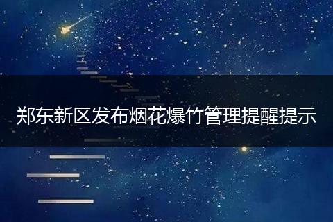 郑东新区发布烟花爆竹管理提醒提示