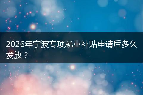 2026年宁波专项就业补贴申请后多久发放？