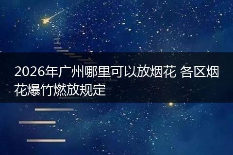 2026年广州哪里可以放烟花 各区烟花爆竹燃放规定