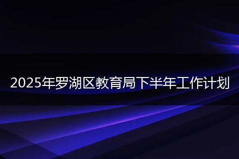2025年罗湖区教育局下半年工作计划
