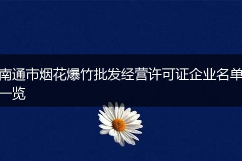 南通市烟花爆竹批发经营许可证企业名单一览