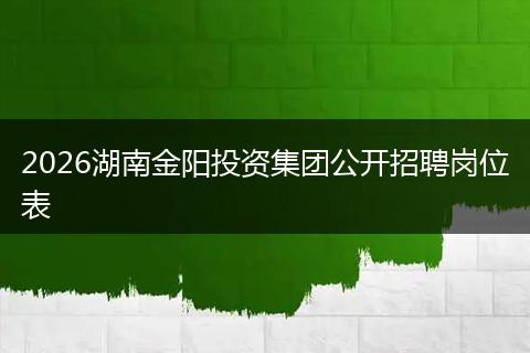 2026湖南金阳投资集团公开招聘岗位表