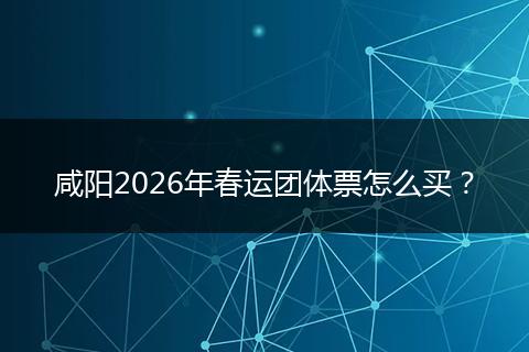 咸阳2026年春运团体票怎么买？