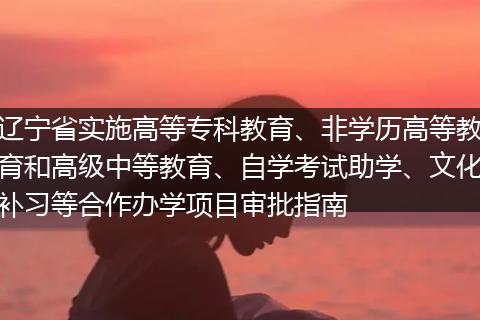 辽宁省实施高等专科教育、非学历高等教育和高级中等教育、自学考试助学、文化补习等合作办学项目审批指南