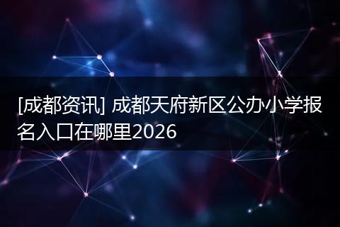 [成都资讯] 成都天府新区公办小学报名入口在哪里2026