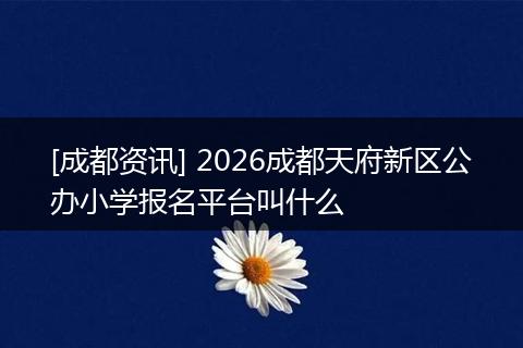 [成都资讯] 2026成都天府新区公办小学报名平台叫什么