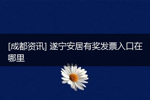 [成都资讯] 遂宁安居有奖发票入口在哪里